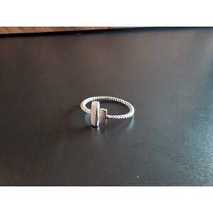 Sterling Silver 925 Stackable Ring Twisted Band Double Bar Design Size 5